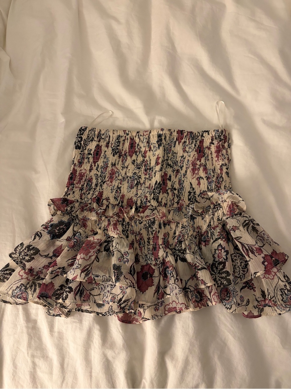 ZARA Floral Ruffle Mini Skirt in Pink & Multicolor Size XS